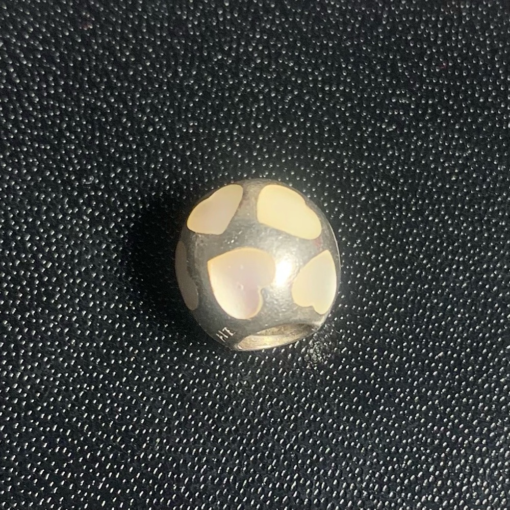 Pandora Love Me Silver Charm with MOP Hearts
